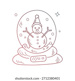 Icono del doodle del globo de la nieve con el Vector del fondo blanco