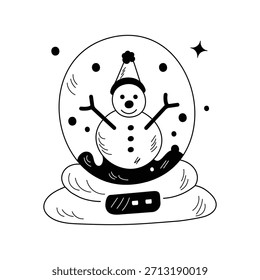 Icono del doodle del globo de la nieve con el Vector del fondo blanco