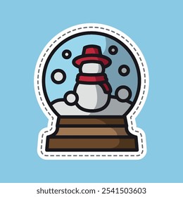 Vector editable de la etiqueta engomada del estilo de la historieta del globo de la nieve