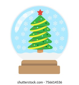 Snow Globe flat icon, New year and Christmas, xmas sign vector graphics, a colorful solid pattern on a white background, eps 10.