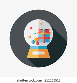  snow globe and gifts flat icon with long shadow,eps 10
