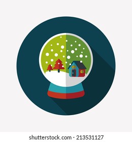  snow globe and gifts flat icon with long shadow,eps 10