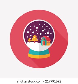 snow globe and gifts flat icon with long shadow,eps 10