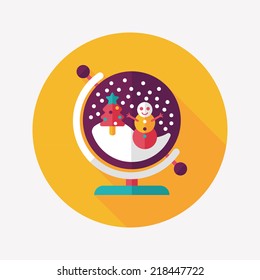 snow globe and gifts flat icon with long shadow,eps 10