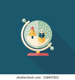 snow globe and gifts flat icon with long shadow,eps 10