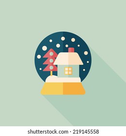 snow globe and gifts flat icon with long shadow,eps 10