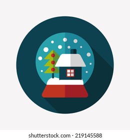 snow globe and gifts flat icon with long shadow,eps 10