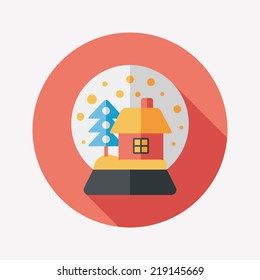 snow globe and gifts flat icon with long shadow,eps 10