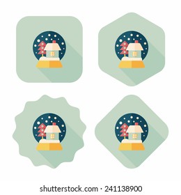 snow globe and gifts flat icon with long shadow,eps 10