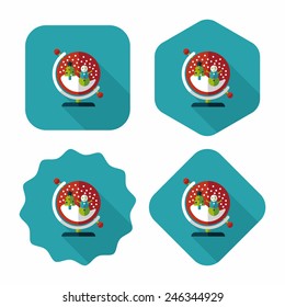 snow globe and gifts flat icon with long shadow,eps 10