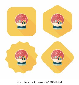 snow globe and gifts flat icon with long shadow,eps 10