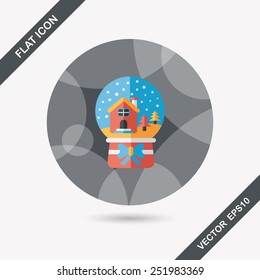 snow globe and gifts flat icon with long shadow,eps 10