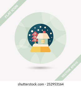 snow globe and gifts flat icon with long shadow,eps 10