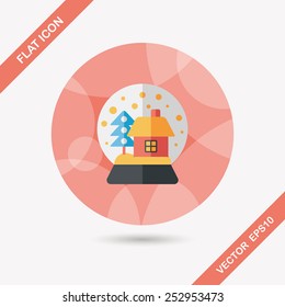 snow globe and gifts flat icon with long shadow,eps 10
