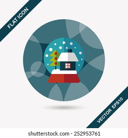 snow globe and gifts flat icon with long shadow,eps 10
