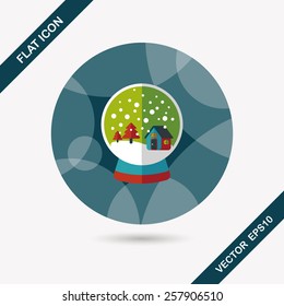 snow globe and gifts flat icon with long shadow,eps 10