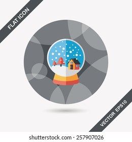 snow globe and gifts flat icon with long shadow,eps 10