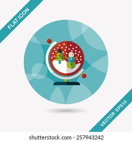 snow globe and gifts flat icon with long shadow,eps 10