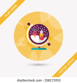 snow globe and gifts flat icon with long shadow,eps 10