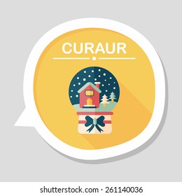 snow globe and gifts flat icon with long shadow,eps 10