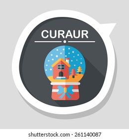 snow globe and gifts flat icon with long shadow,eps 10