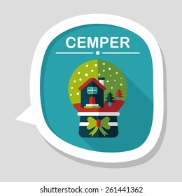 snow globe and gifts flat icon with long shadow,eps 10