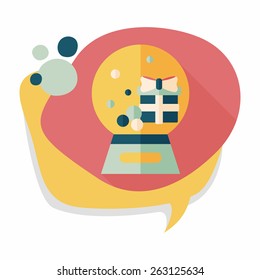 snow globe and gifts flat icon with long shadow,eps 10
