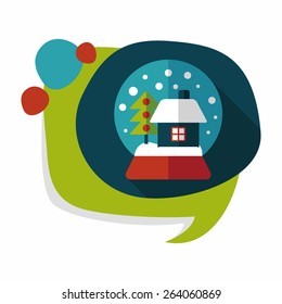 snow globe and gifts flat icon with long shadow,eps 10