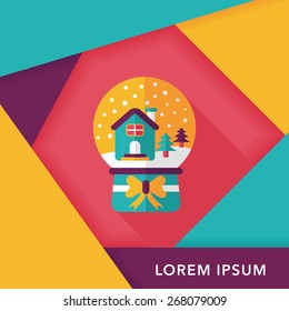 snow globe and gifts flat icon with long shadow,eps 10