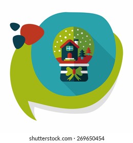 snow globe and gifts flat icon with long shadow,eps 10