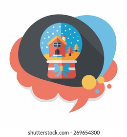 snow globe and gifts flat icon with long shadow,eps 10