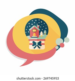 snow globe and gifts flat icon with long shadow,eps 10