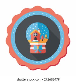 snow globe and gifts flat icon with long shadow,eps 10