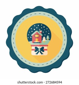 snow globe and gifts flat icon with long shadow,eps 10