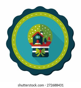 snow globe and gifts flat icon with long shadow,eps 10