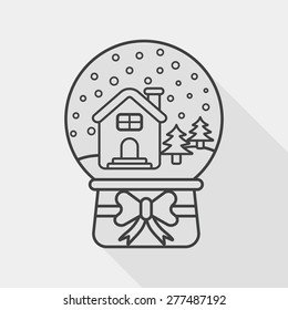 snow globe and gifts flat icon with long shadow,eps 10, line icon