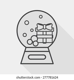 snow globe and gifts flat icon with long shadow,eps 10, line icon