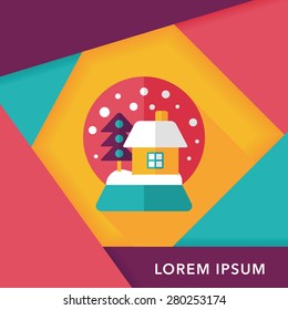 snow globe and gifts flat icon with long shadow,eps 10