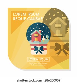snow globe and gifts flat icon with long shadow,eps 10