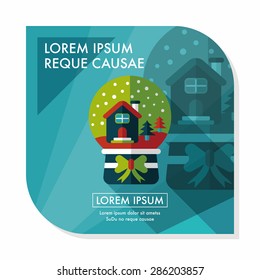 snow globe and gifts flat icon with long shadow,eps 10