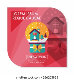 snow globe and gifts flat icon with long shadow,eps 10