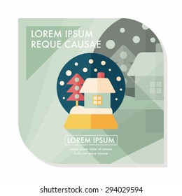 snow globe and gifts flat icon with long shadow,eps 10