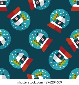snow globe and gifts flat icon, eps 10 seamless pattern background
