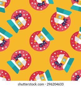 snow globe and gifts flat icon, eps 10 seamless pattern background