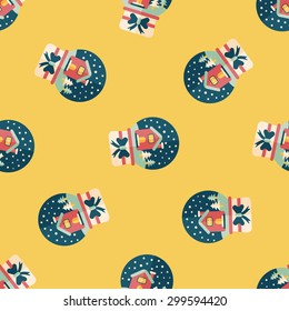 snow globe and gifts flat icon, eps 10 seamless pattern background