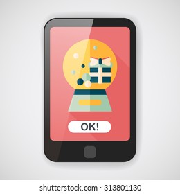 snow globe and gifts flat icon with long shadow,eps 10