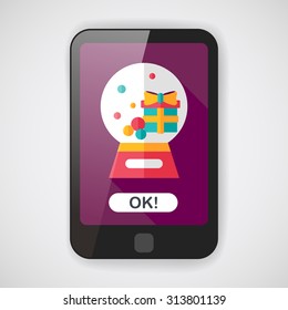 snow globe and gifts flat icon with long shadow,eps 10