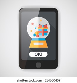 snow globe and gifts flat icon with long shadow,eps 10