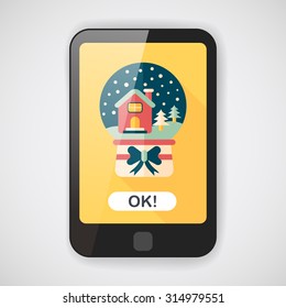 snow globe and gifts flat icon with long shadow,eps 10
