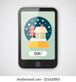 snow globe and gifts flat icon with long shadow,eps 10